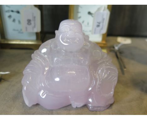 A lavender jade carving of Hotei, 10.5cm wide