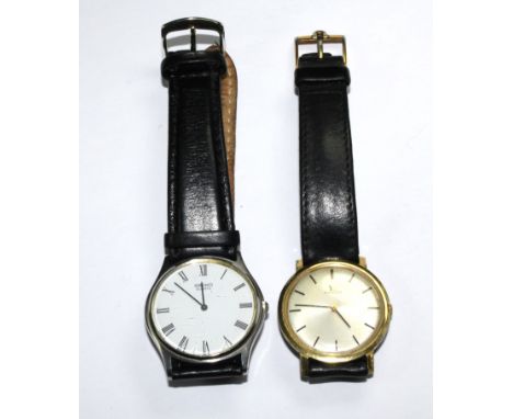 A gentleman's gold plated and stainless steel manual wind Omega wrist watch together with a Seiko wristwatch