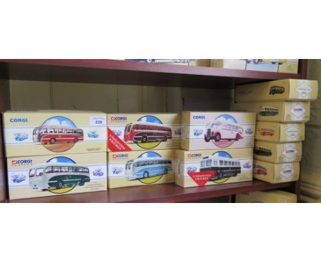 Corgi Classics: Eleven single deck buses including A.E.C&gt; Regal and Burlingham Seagull in original boxes (11)