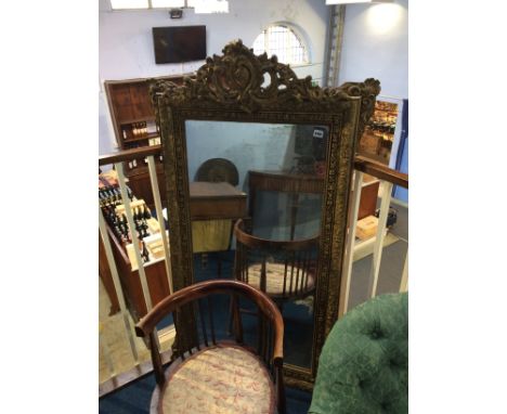 A late 19th century gilt over mantle mirror.  147cm x 85cm