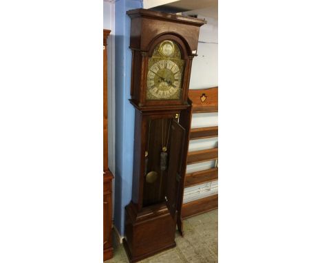 An oak longcase clock, with silvered chapter ring, 8 day movement, date aperture, by Richard Marshall of Wolsingham, with str