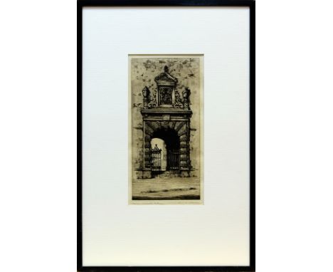 WILLIAM CRAWFORD APPLEBY (b. 1889),
GLASGOW UNIVERSITY GATEWAY
etching, signed and titled in pencil
31cm x 15.5cm 
Mounted, f