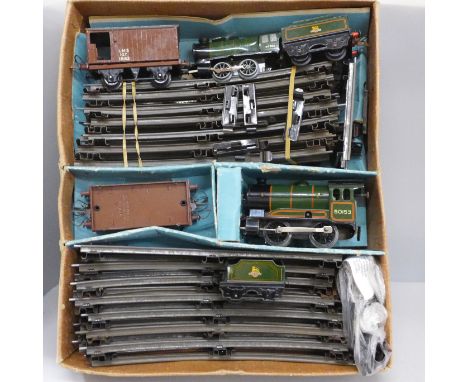 A Hornby Train No.601 Goods Set, boxed, with one other O gauge model locomotive and tender