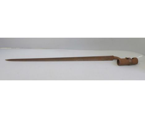 A 19th century lock fitting socket bayonet, no scabbard **PLEASE NOTE THIS LOT IS NOT ELIGIBLE FOR IN-HOUSE POSTING AND PACKI