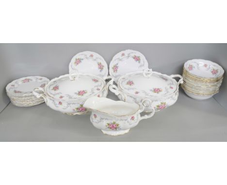 A large Royal Albert bone china dinner service in the Tranquility pattern. Comprising of serving dishes, plates, bowls, two t