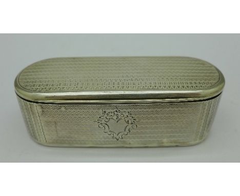 A French silver snuff box, 19th Century, 6.6g