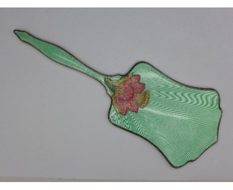A silver and guilloche enamel mirror, a/f