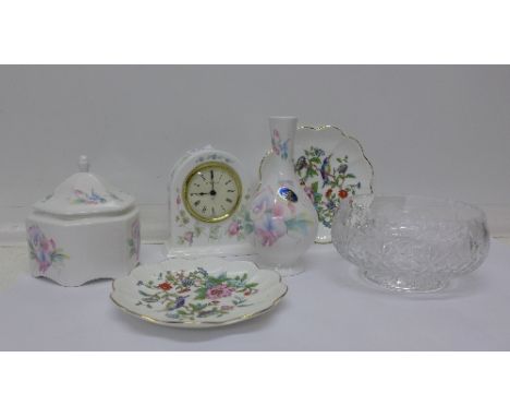 A Wedgwood clock, Aynsley, etc.