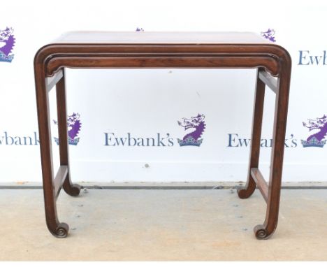 Chinese hardwood side table - 78 x 92 cm .       General wear and tear commiserate with use and age including heavy scratchin