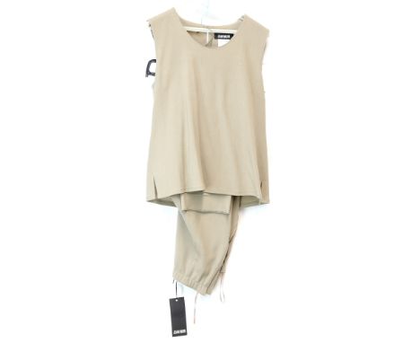 Jean Muir vintage fashion to include a summer white short sleeved  suit in pressed cotton quilting, a pair of vintage culotte