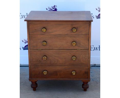 Late 19th / early 20th century converted mahogany commode, raised on turned feet, 76 x 66 x 49cm.       