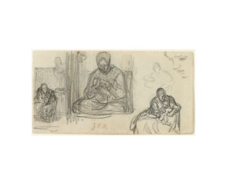 Jean-François Millet (Gréville-Hague 1814-1875 Barbizon)Divers études de figures (recto); Etude d'une famille (verso) signé '