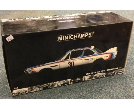 MINICHAMPS: A 1:18 scale boxed model race car of a BMW 3.5 CSL. Est. £30 - £40.