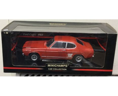 MINICHAMPS: A 1:18 scale boxed model car of a Ford Capri. Est. £30 - £40.