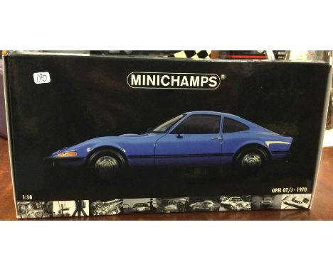 MINICHAMPS: A 1:18 scale boxed model car of an Opel GT/J. Est. £30 - £40.
