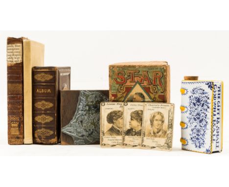 NO RESERVE Ephemera.- Group of ephemera and scrapbooks, including a Victorian Game of Star Authors, scraps with hand-painted 