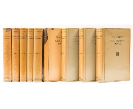 Physics.- Lorentz (H. A.) Collected Papers, 9 vol., ownership names on titles removed by tip-ex or covered with laid down pap