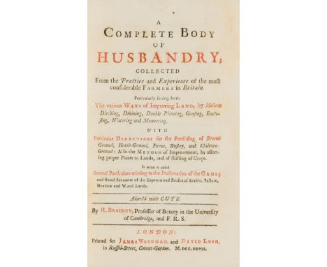 Bradley (Richard) A Complete Body of Husbandry, first edition, half-title, 4 engraved plates, modern half calf with red moroc