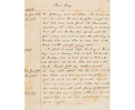 Downton Farm Diary and Lectures, 2 vol., manuscript, c.770pp. excluding blanks, occasional ink illustrations, a few newspaper
