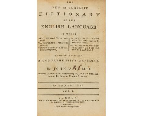 Ash (John) The New and Complete Dictionary of the English Language, 2 vol. in 1, eighteenth and nineteenth century ink owners