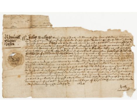 Bills.- Rochester.- Warrant by John Dulinge Mayor of Rochester and Admiral of the River Medway to John Fisher water bailiff o