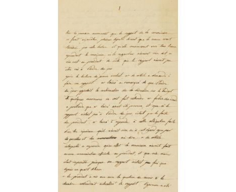 NO RESERVE Unruly members of parliament.- Barante (Prosper de, politician, historian &amp; writer, 1782-1866) Note remise au 