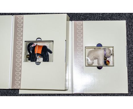 Two Steiff Club Miniatures, comprising Blue Elephant, boxed with certificate, and Polar Bear, boxed with certificate.
