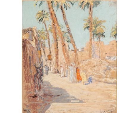 EDGAR WOOD (1860 - 1935) PASTEL DRAWING 'Luxor, Egypt' Signed and dated (19)28 lower right, titled lower left 11 1/2" x 9 1/2