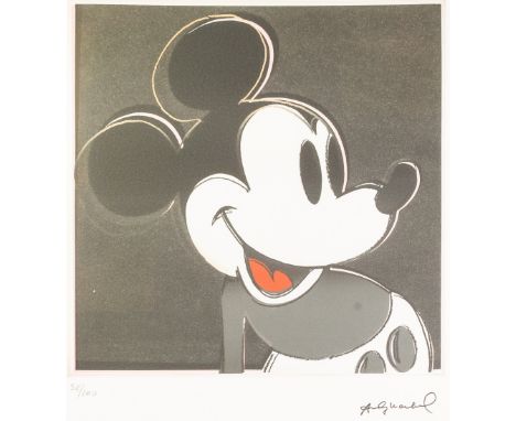 ANDY WARHOL (American 1928 - 1987) COLOURED LITHOGRAPHIC PRINT ON ARCHES PAPER 'Mickey Mouse' Signed in the plate, numbered 5