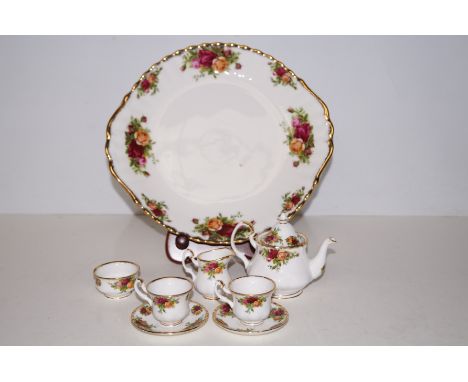 Royal Albert Old Country Rose miniature tea set with ceramic tray