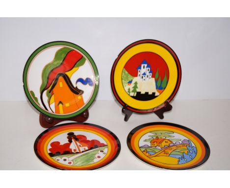 Set of four Wedgwood Bizarre Clarice Cliff cabinet plates 