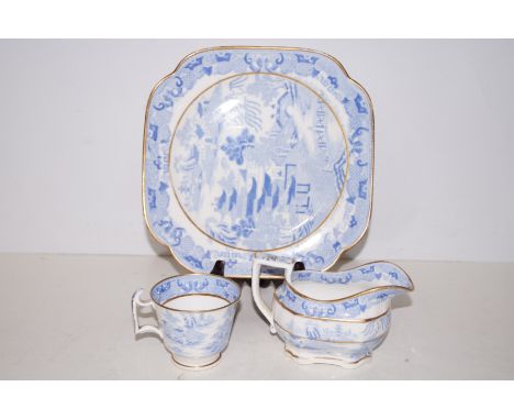 Spode three piece blue and white set 