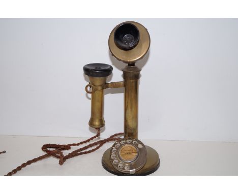 Vinatger brass candlestick telephone, height 34cm 