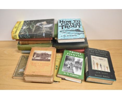 A box of interesting vintage fishing books including Lonsdale Library