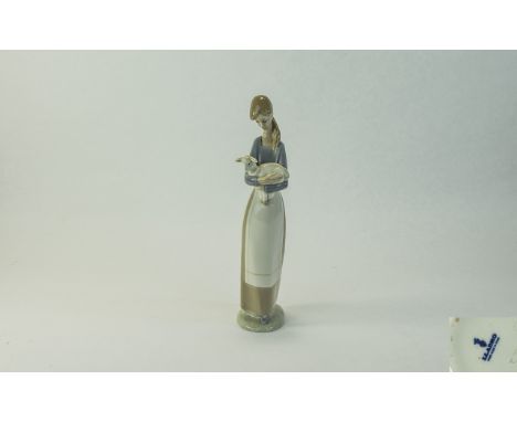 Lladro Figure ' Girl with Lamb ' Model No 4505. Issued 1969. Height 10.5 Inches, Excellent Condition. 