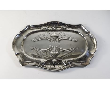 Art Nouveau - Fine Silver Tray, with True Art Nouveau Lines. Hallmarked London 1899, Maker William Hutton & Sons. 12 Inches D