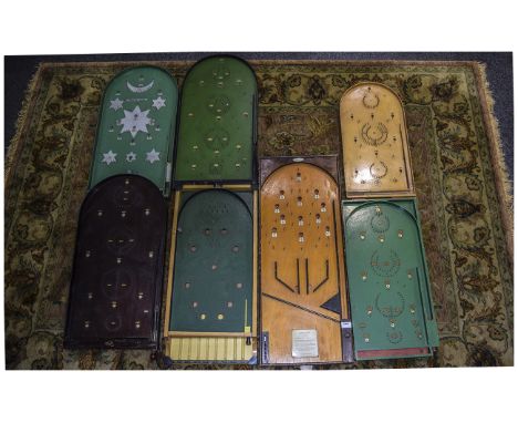 A Collection of 9 Table Top Bagatelle Games, dating from the mid 20thC. Various makes and models to include Glevum Series, Ka