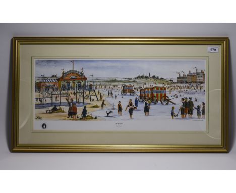 Framed Coloured Limited Edition Print entitled ' The Seaside' by Alan Tortice. Mounted and behind glass. Overall size 31 by 1