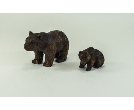 A Black Forest Mother Bear and Bear Cub. 5.3/4 and 3.1/4 Inches.