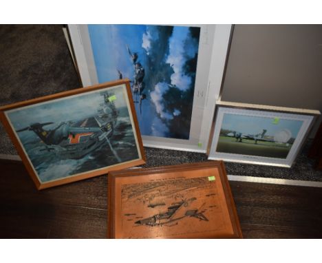 A selection of general pictures, of aviation interest and similar including first edition print by Robert Taylor 'Lancaster' 