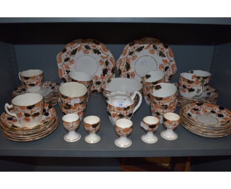 A Victorian part tea service or breakfast set having transfer pattern with hand tinted floral pattern and guilt detailing, in