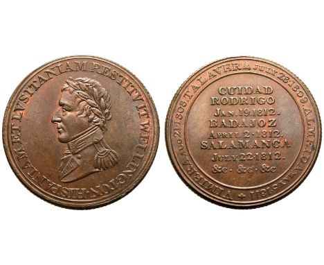 CANADA. BRITISH COLONIAL. Duke of Wellington. Copper Halfpenny Token, 1812. Peninsular token to SalamancaObv: • HISPANIAM ET 