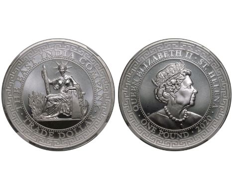 UNITED KINGDOM. ST. HELENA. Elizabeth II, 1952-2022. Silver One Pound, 2020. The East India Company. Trade Dollar Design. The