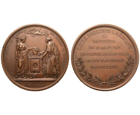 FRANCE. RESTORED KINGDOM. Louis Philippe I, 1830-48. Bronze Medal, 1840. Commemorating the release of Napoleon's remains by E