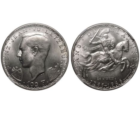 LUXEMBOURG. Charlotte, 1919-1964. Silver 100 Francs, 1946. Royal Mint of Belgium. 600th Anniversary of the death of John the 