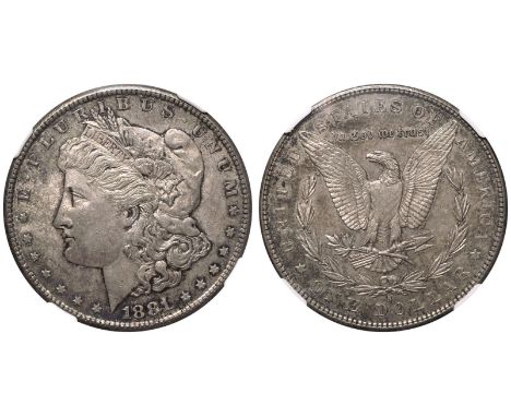 UNITED STATES. Morgan dollars, 1878-1904. Silver 1 Dollar, 1881 S. San Fransisco. Obv: E · PLURIBUS · UNUM LIBERTY, Liberty h