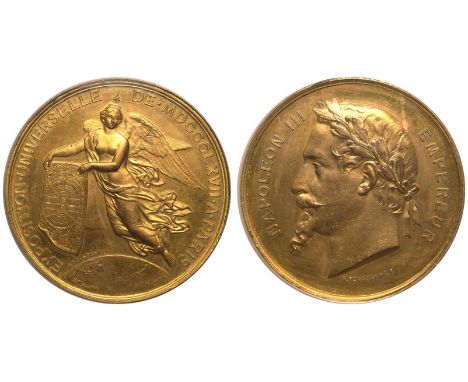 FRANCE. Napoleon III, 1852-70. Gilt White Metal Medal, 1867. Paris. Universal exhibitions were created to showcase the indust