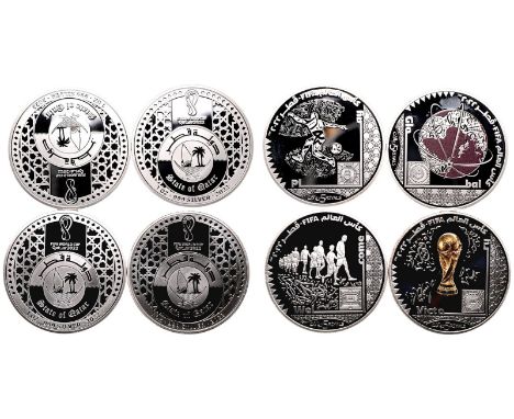 QATAR. Official Silver Coins of the FIFA World Cup Qatar 2022 Eight-Coin Collection.Each coin encased in FIFA branded plastic
