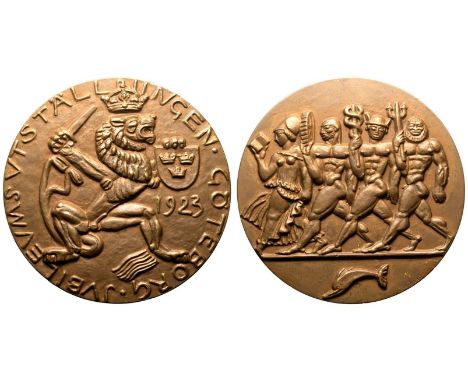 SWEDEN. Copper Medal, 1923. By Carl Milles (1875-1955). Commemorating the Expo and 300th anniversary of city's founding.Obv.: