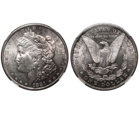 UNITED STATES. Morgan dollars, 1878-1904. Silver 1 Dollar, 1881 S. San Fransisco. Obv: E · PLURIBUS · UNUM LIBERTY, Liberty h
